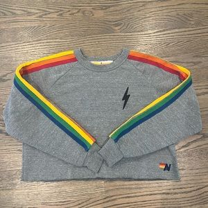 aviator nation 5 stripe sweatshirt w/ lightening bolt